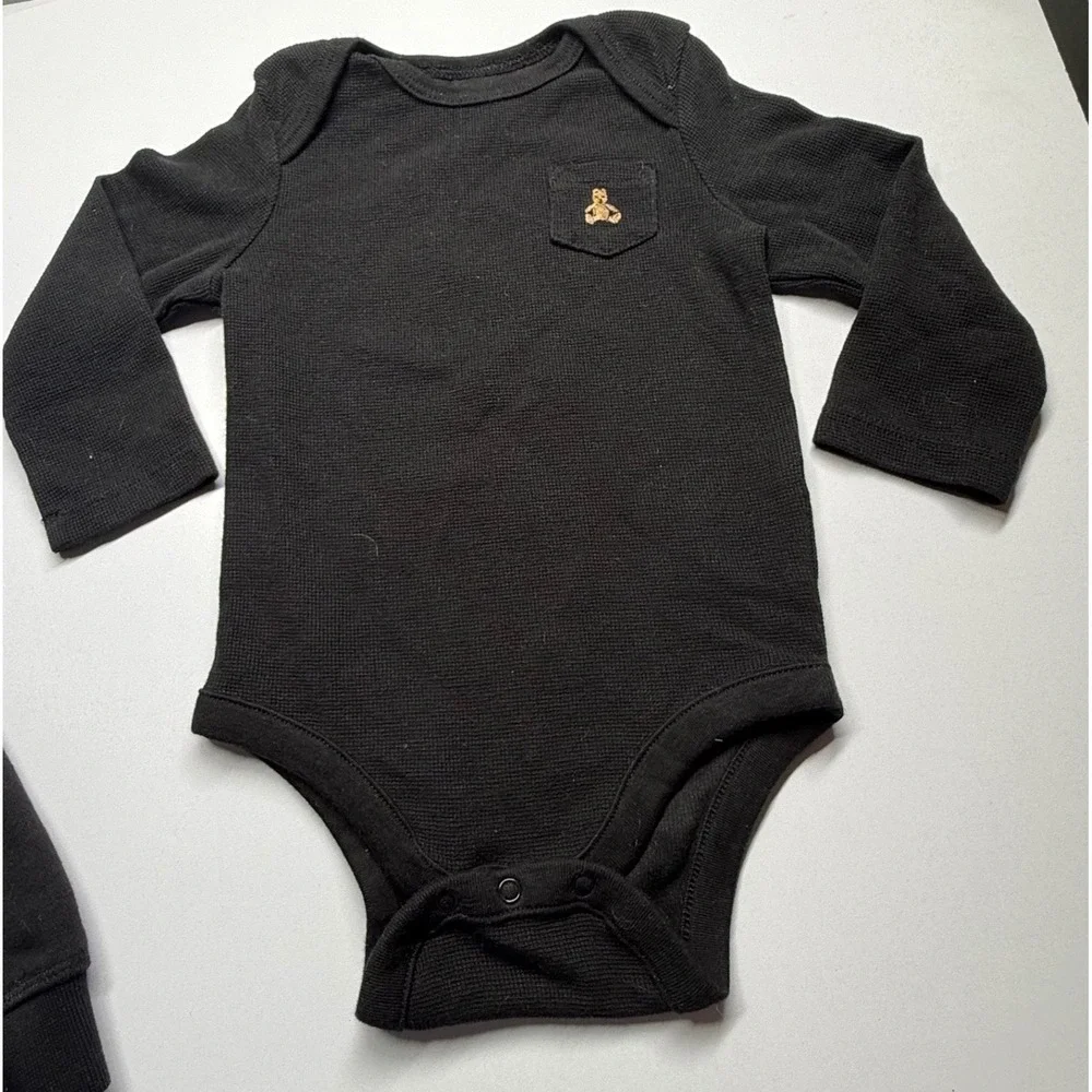 Baby Gap 3 Piece Outfit Set Black Hoodie Joggers‎ Bodysuit 6-12 Months Bear